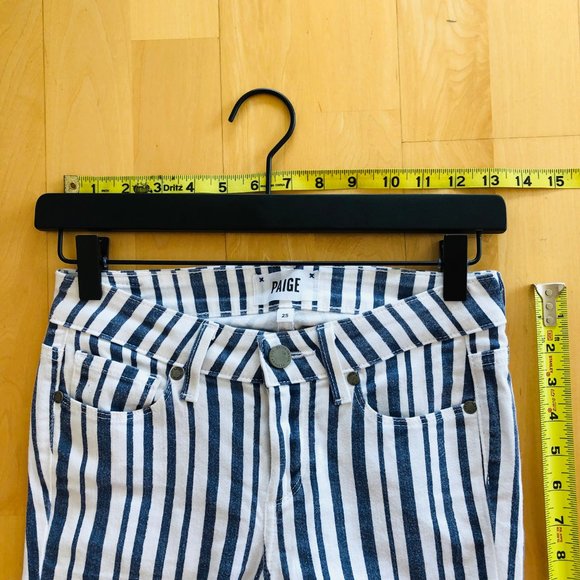 Paige Verdugo Blue and White Stripe Jeans - Picture 10 of 14